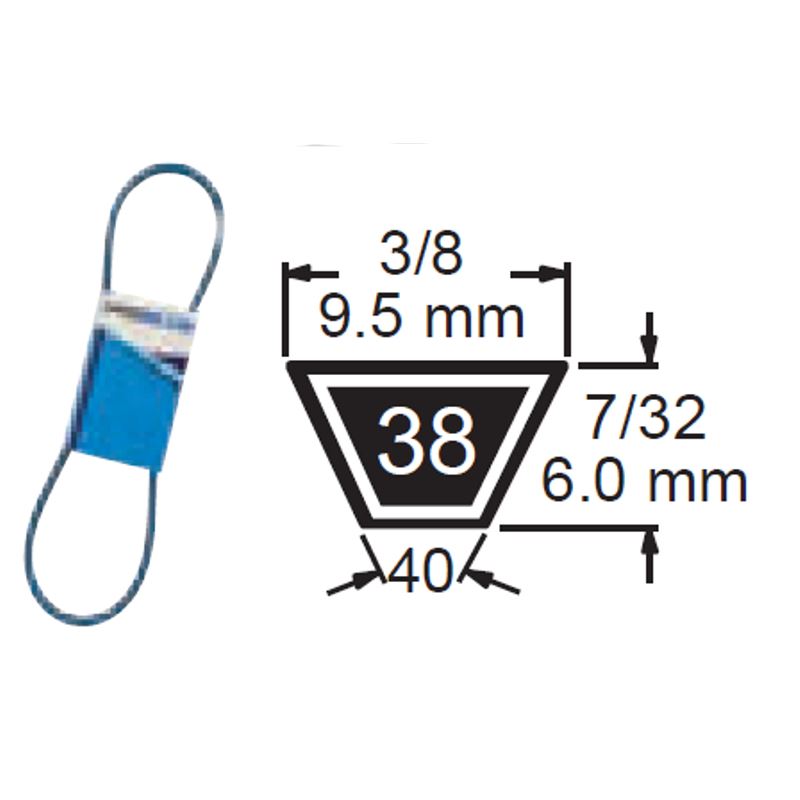 TRUE BLUE V-BELT 3/8 X 41 (M40) - SKU:238-041